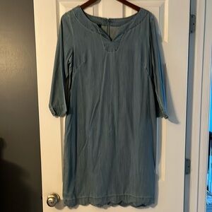 Talbots blue denim cotton shift dress size 10